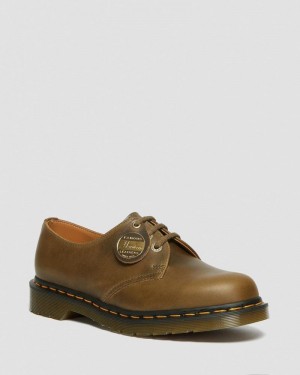 Olive Dr Martens 1461 Made in England Denver Leather Oxford Shoes (Denver Veg Tan) Shoes | BN67-Y2RN