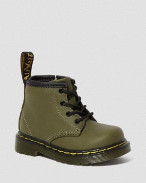 Olive Dr Martens Infant 1460 Leather Lace Up Boots (Romario) Boots | HB87-E8OR