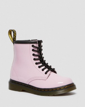 Pale Pink Dr Martens Toddler 1460 Patent Leather Lace Up Boots (Patent Leather) Boots | BA09-T5BM