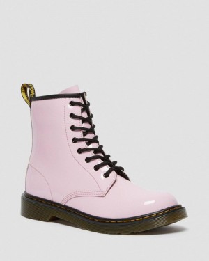 Pale Pink Dr Martens Youth 1460 Patent Leather Lace Up Boots (Patent Leather) Boots | AZ23-E2JC