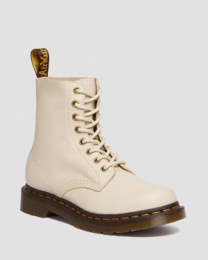 Parchment Beige Dr Martens 1460 - Pascal Virginia Leather Boots (Virginia) Boots | KJ68-N6SJ