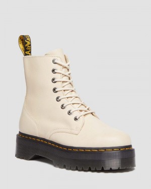 Parchment Beige Dr Martens Jadon III Boot Pisa Leather Platforms (Pisa) Platforms Boots | IQ98-J1OK