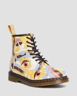 Parchment Beige Dr Martens Vegan 1460 Retro Kemble Lace Up Boots (Kemble) Boots | VO13-Y6MP