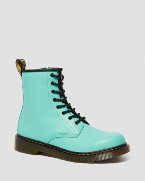 Peppermint Green Dr Martens Youth 1460 Leather Lace Up Boots (Romario) Boots | UR96-E6UU