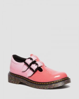 Pink Dr Martens Junior 8065 Gradient Glitter Leather Mary Jane Shoes Shoes | VL58-C1JV