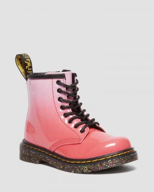 Pink Dr Martens Toddler 1460 Gradient Glitter Leather Lace Up Boots Boots | VY74-E9UM