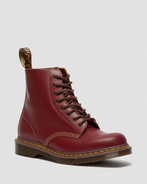 Red Dr Martens 1460 Vintage Made in England Lace Up Boots (Quilon) Boots | QD70-R2PU