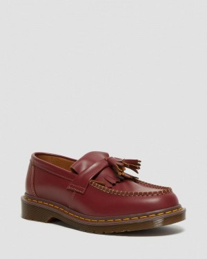 Red Dr Martens Adrian Made in England Quilon Leather Tassel Loafers (Quilon) Shoes | QV18-U3TA