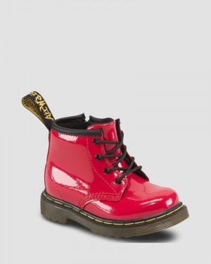 Red Dr Martens Infant 1460 Patent Leather Lace Up Boots (Patent Leather) Boots | MO24-J9MX