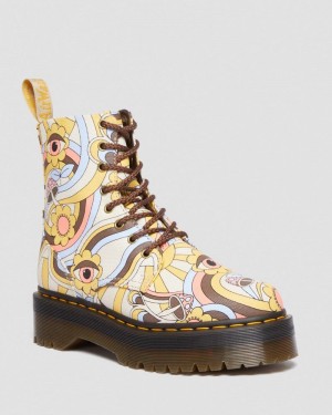 Retro Ray Dr Martens Vegan Jadon Boot Retro Canvas Platforms (Canvas) Platforms Boots | FQ04-B5VY