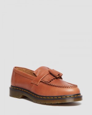 Saddle Tan Dr Martens Adrian Carrara Leather Tassel Loafers (Carrara) Shoes | EA80-C1WX