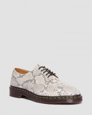 Sand/Black Dr Martens 2046 Snake Print Suede Oxford Shoes (Python Print Suede) Shoes | ZK11-Z7AR