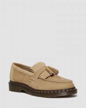 Savannah Tan Dr Martens Adrian Tumbled Nubuck Leather Tassel Loafers (Tumbled Nubuck) Shoes | XI26-E4CJ