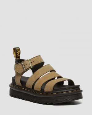 Savannah Tan Dr Martens Blaire Tumbled Nubuck Leather Sandals (Tumbled Nubuck) Sandals | JY43-F9UK