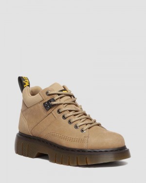 Savannah Tan Dr Martens Woodard Tumbled Nubuck Leather Low Casual Boots (Tumbled Nubuck) Boots | CN52-V3PN