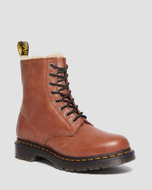 Tan Dr Martens 1460 Serena - Faux Fur-Lined Leather Boots (Farrier) Boots | EU40-Z0IM