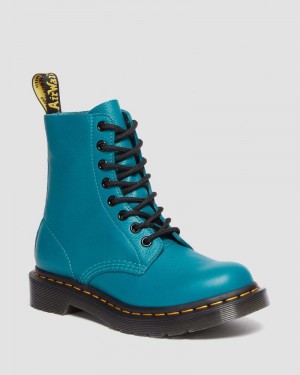 Teal Green Dr Martens 1460 - Pascal Virginia Leather Boots (Virginia) Boots | LM86-Q2LT