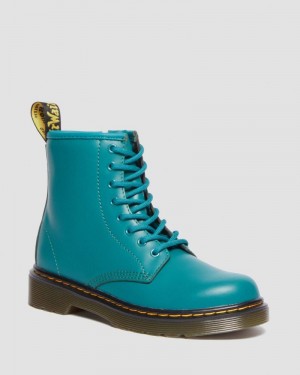 Teal Green Dr Martens Junior 1460 Leather Lace Up Boots (Romario) Boots | NJ54-K6NT