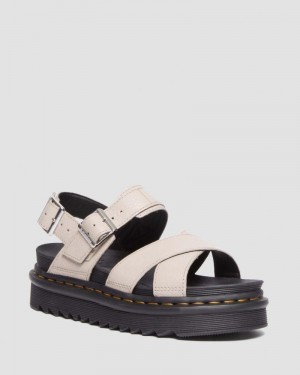 Vintage Taupe Dr Martens Voss II Pisa Leather Strap Sandals (Pisa) Platforms Sandals | JZ09-Z1VX