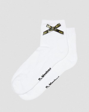 White Dr Martens Ankle Bow Organic Cotton Blend Socks (Cotton Blend) Socks | KZ97-O3QI