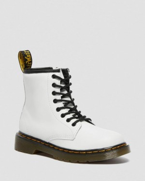 White Dr Martens Junior 1460 Leather Lace Up Boots (Romario) Boots | PF14-I5ZV