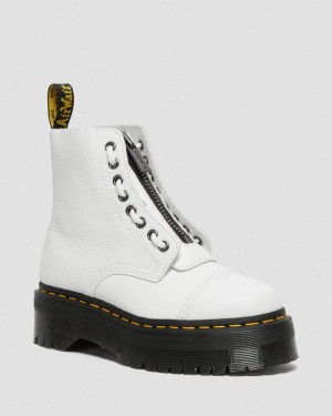 White Dr Martens Sinclair Milled Nappa Leather Platform Boots (Milled Nappa) Platforms Boots | ZU42-J0CW