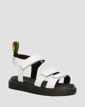 White Dr Martens Youth Klaire Leather Strap Sandals (T Lamper) Sandals | TX06-E1VQ