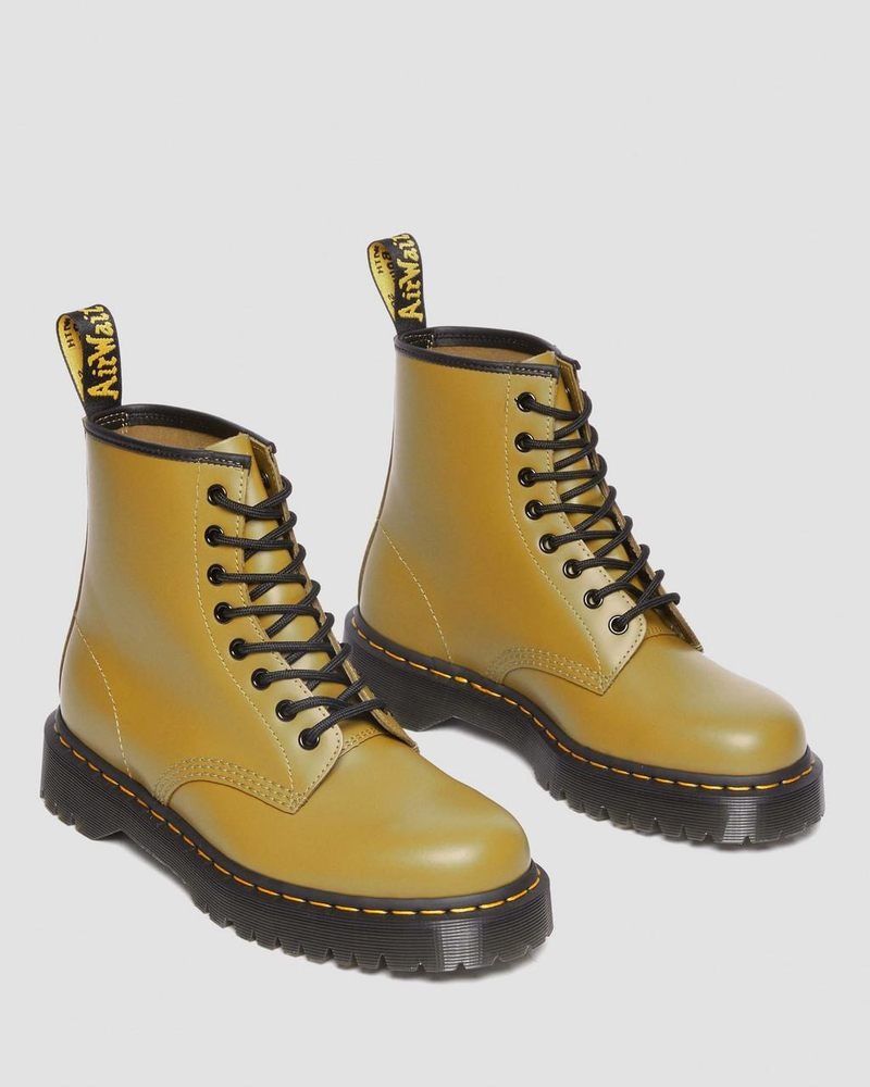 Antique Olive Dr Martens 1460 Bex Smooth Leather Lace Up Boots (Smooth Leather) Platforms Boots | KI98-B7FV