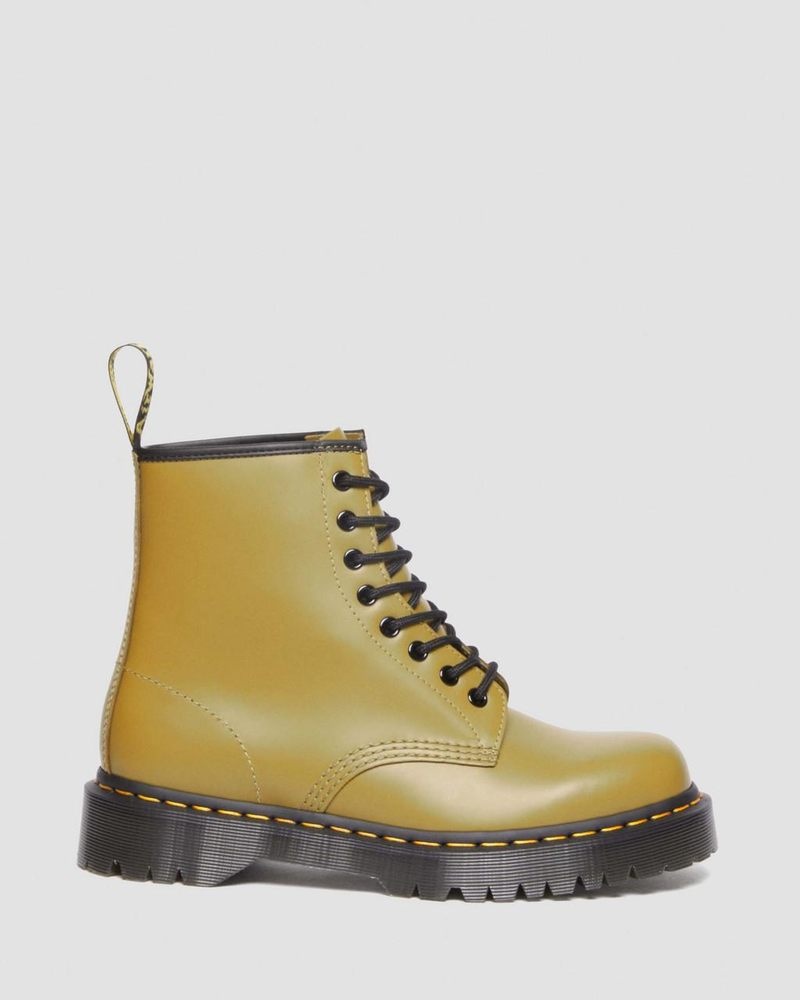 Antique Olive Dr Martens 1460 Bex Smooth Leather Lace Up Boots (Smooth Leather) Platforms Boots | KI98-B7FV