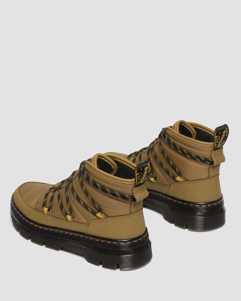 Antique Olive Dr Martens Combs - Padded Casual Boots (Rubberised Leather+Warm Quilted) Boots | NO29-T9LF