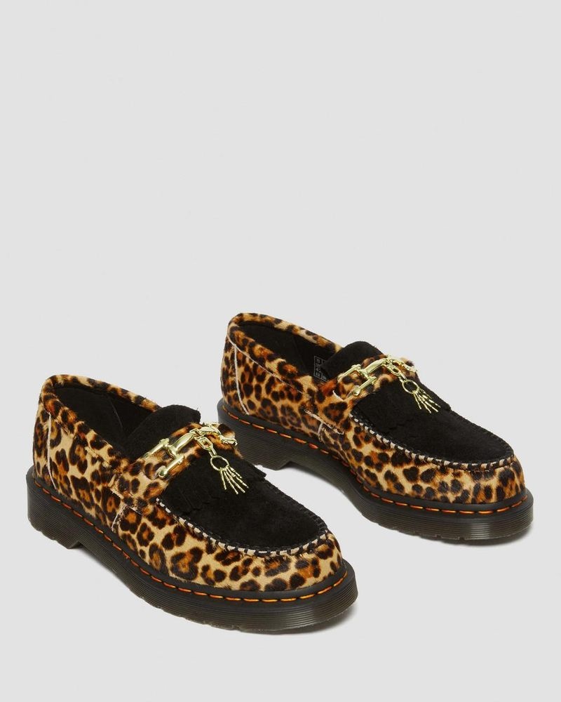 Archive Leopard / Black Dr Martens Adrian Hair-On Leopard Print Snaffle Loafers (Hair On+Desert Oasis Suede) Shoes | KX15-K7CK