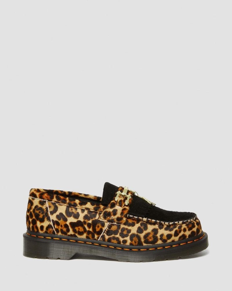 Archive Leopard / Black Dr Martens Adrian Hair-On Leopard Print Snaffle Loafers (Hair On+Desert Oasis Suede) Shoes | KX15-K7CK