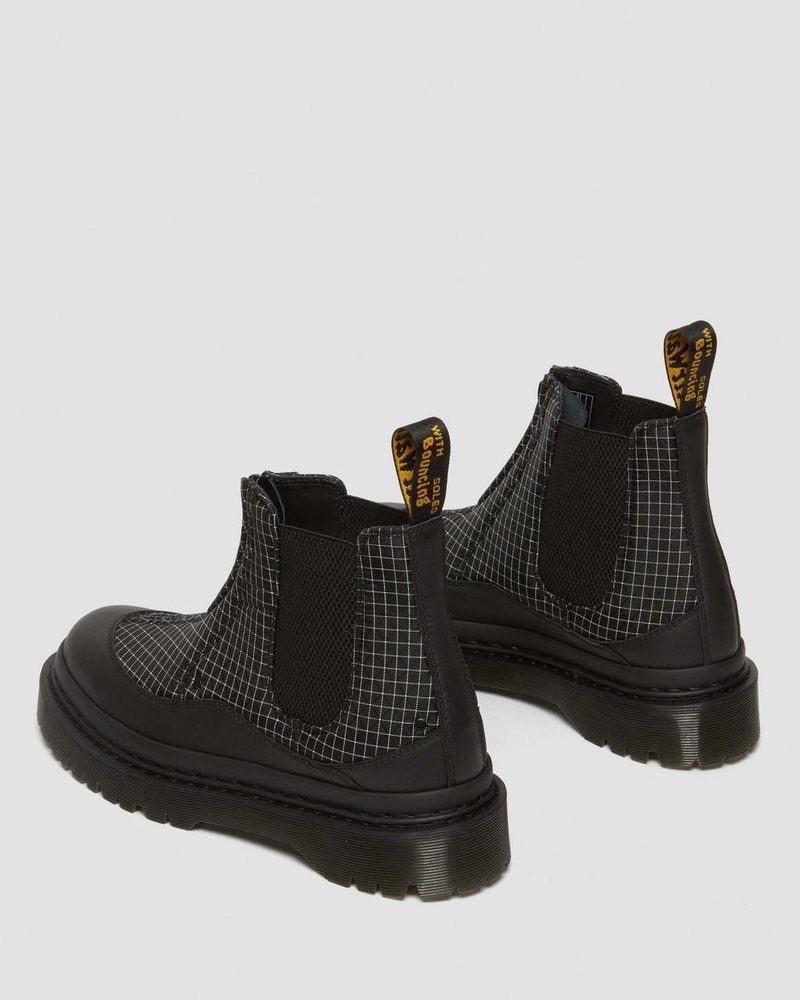 Black/Black/White Dr Martens 2976 Bex Ripstop Grid Chelsea Boots (Sorento+Grip Ripstop) Platforms Boots | MB36-M2EI