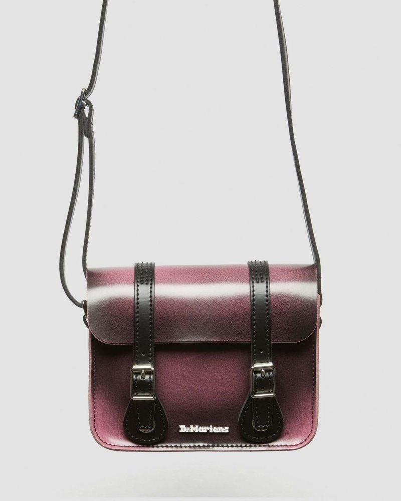 Black+Fondant Pink Dr Martens 7 Inch Distressed Leather Crossbody Bag (Two Tone Rub Off+Kiev) Bags & Backpacks | LG61-R2EE