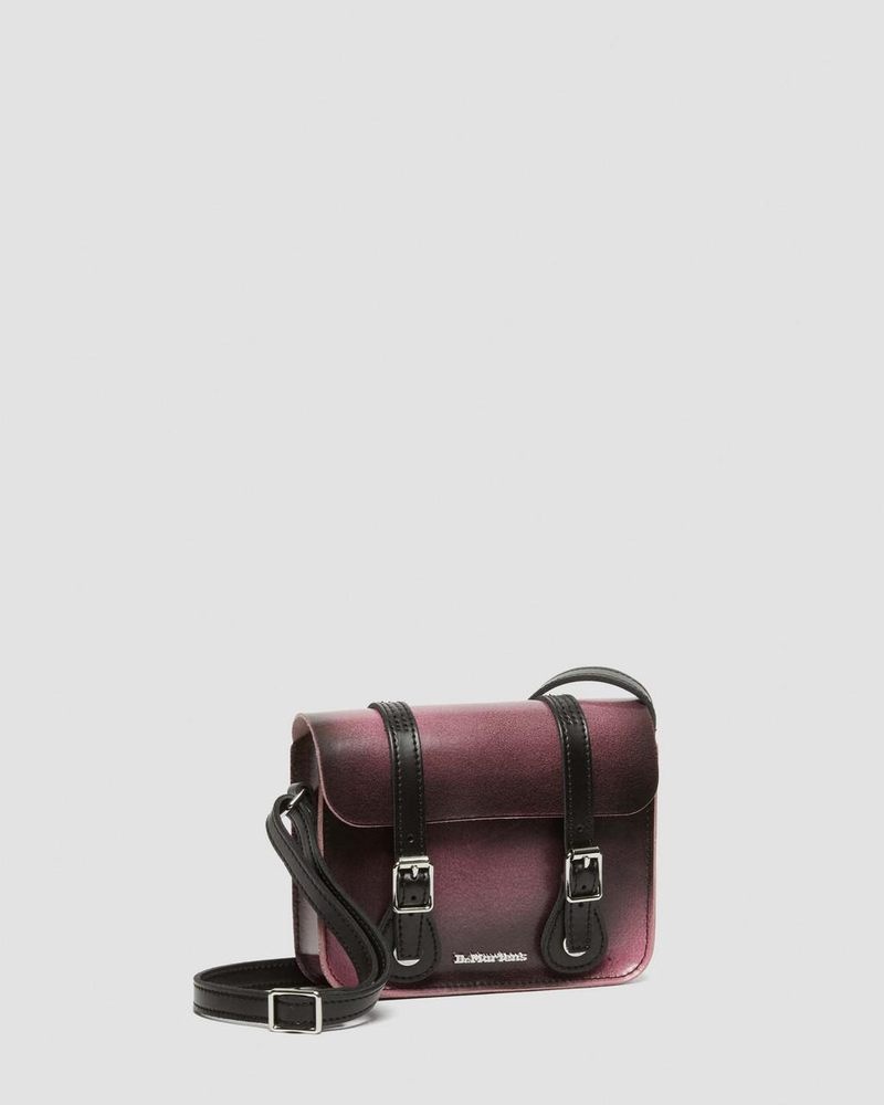 Black+Fondant Pink Dr Martens 7 Inch Distressed Leather Crossbody Bag (Two Tone Rub Off+Kiev) Bags & Backpacks | LG61-R2EE