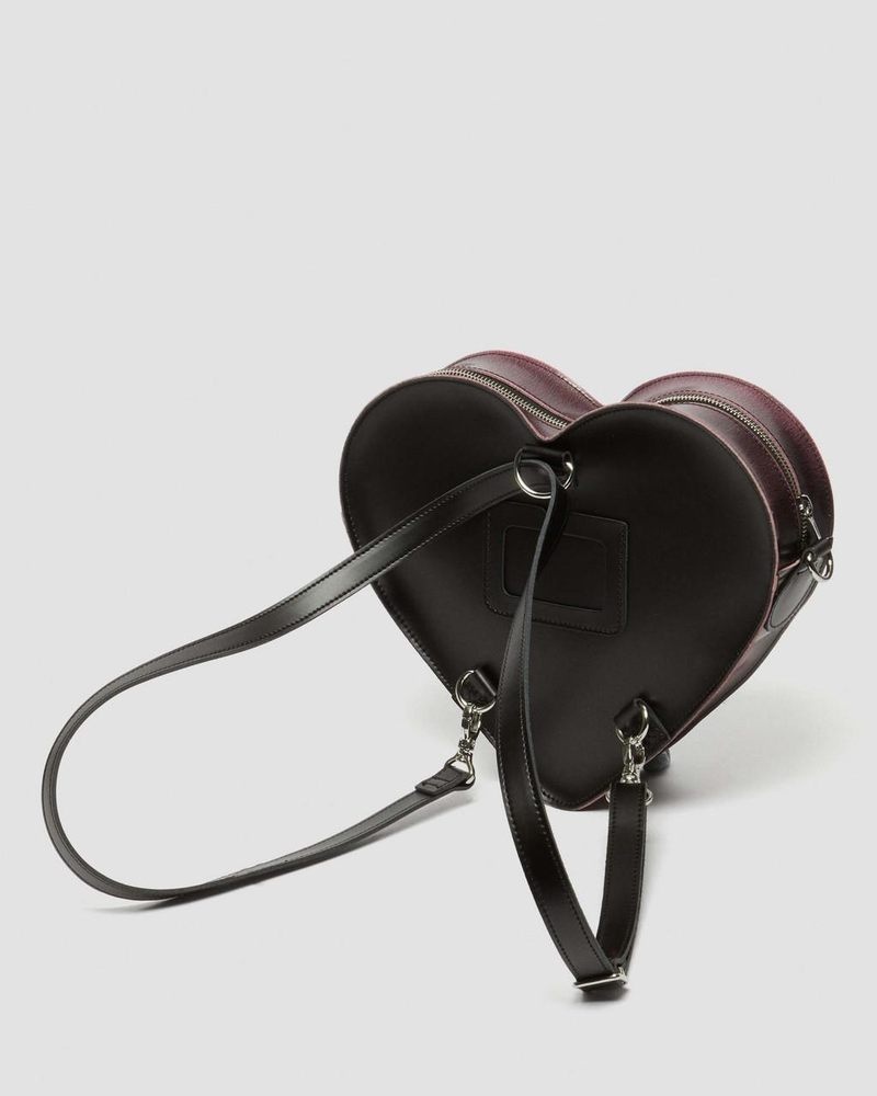 Black+Fondant Pink Dr Martens Heart Shaped Distressed Leather Backpack (Arcadia) Bags & Backpacks | NH61-Z1LM