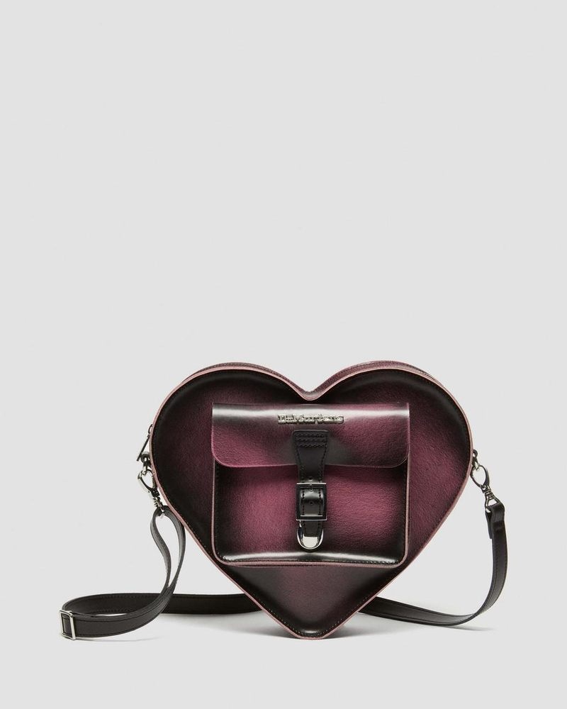 Black+Fondant Pink Dr Martens Heart Shaped Distressed Leather Backpack (Arcadia) Bags & Backpacks | NH61-Z1LM