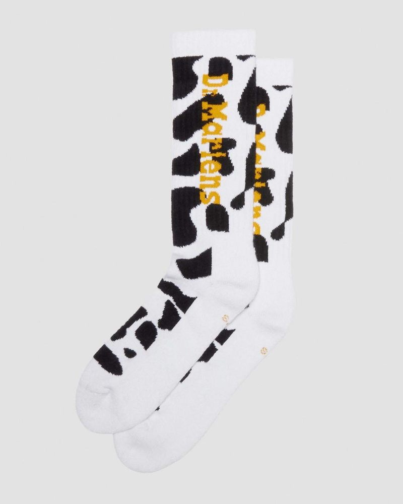 Black+White Dr Martens Vertical Logo Cow Print Cotton Blend Socks (Cotton Blend) Socks | UR45-Z3PD