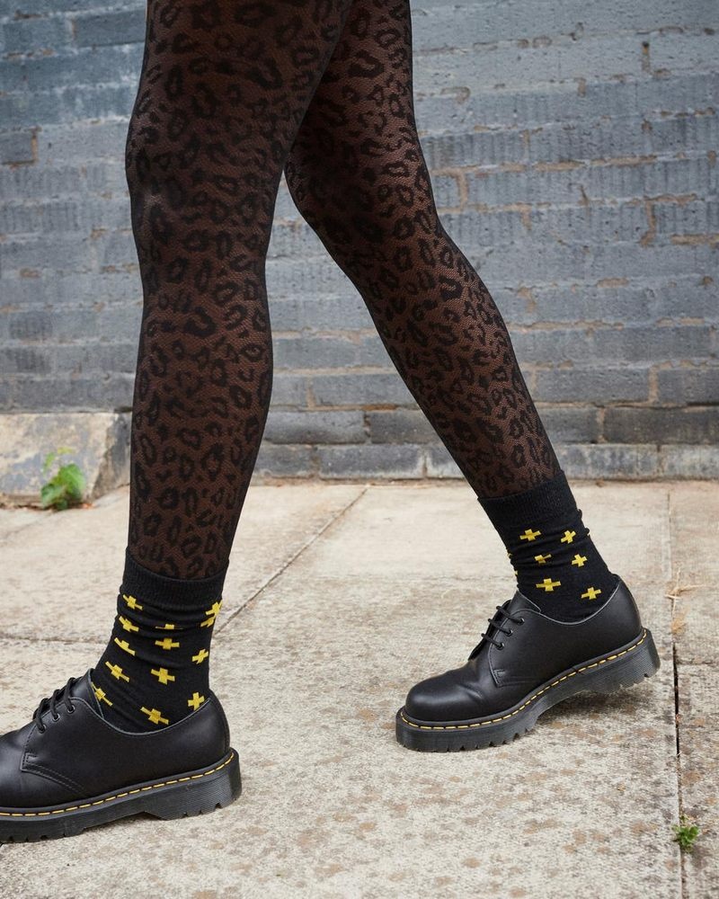 Black+Yellow Dr Martens Docs Cross Logo Organic Cotton Blend Socks (Cotton Blend) Socks | HT06-V8CI