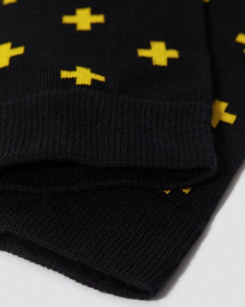 Black+Yellow Dr Martens Docs Cross Logo Organic Cotton Blend Socks (Cotton Blend) Socks | HT06-V8CI