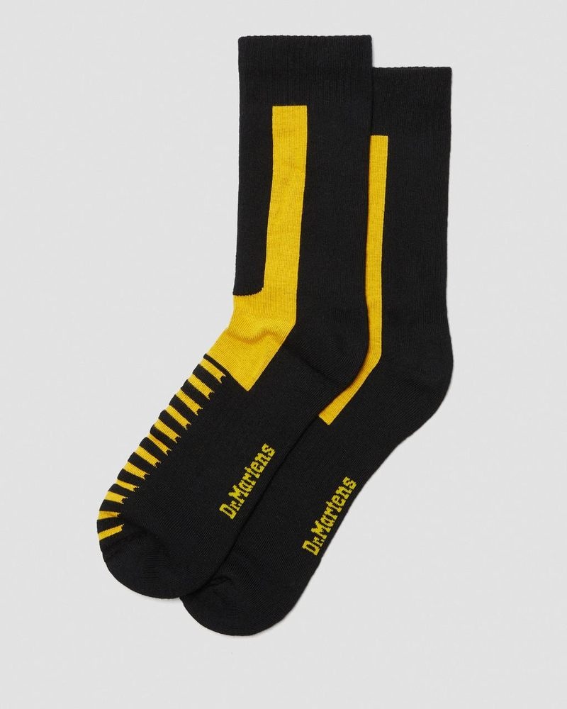 Black+Yellow Dr Martens Double Doc Cotton Blend Socks (Cotton Blend) Socks | HZ78-D8JE