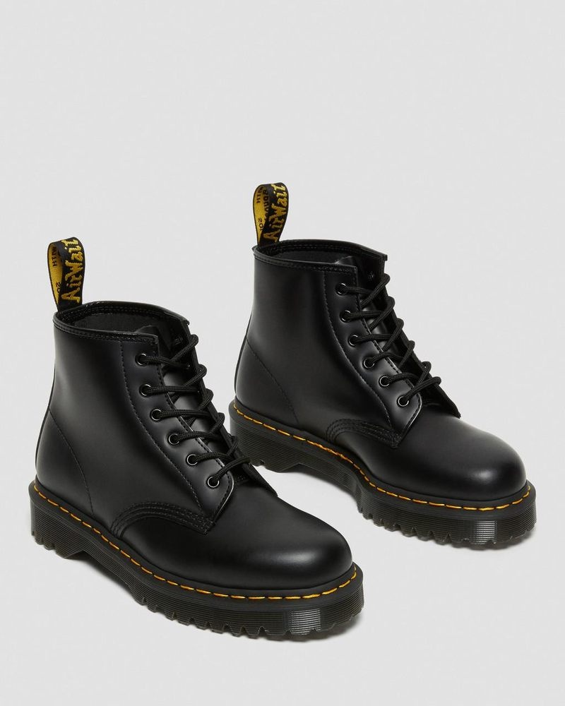 Black Dr Martens 101 Bex Smooth Leather Ankle Boots (Smooth Leather) Platforms Boots | XZ77-Z2LS