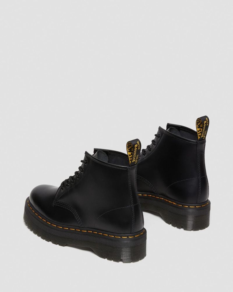 Black Dr Martens 101 Smooth Leather Platform Ankle Boots (Smooth Leather) Boots | BG79-T6HE