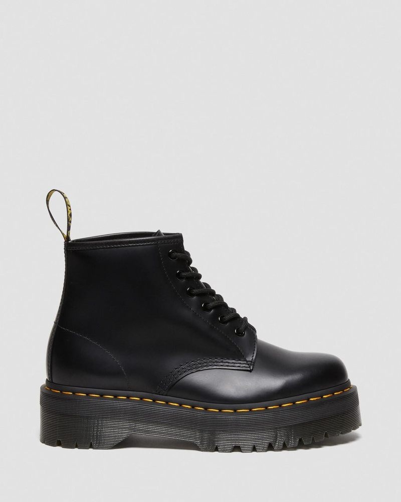 Black Dr Martens 101 Smooth Leather Platform Ankle Boots (Smooth Leather) Boots | BG79-T6HE