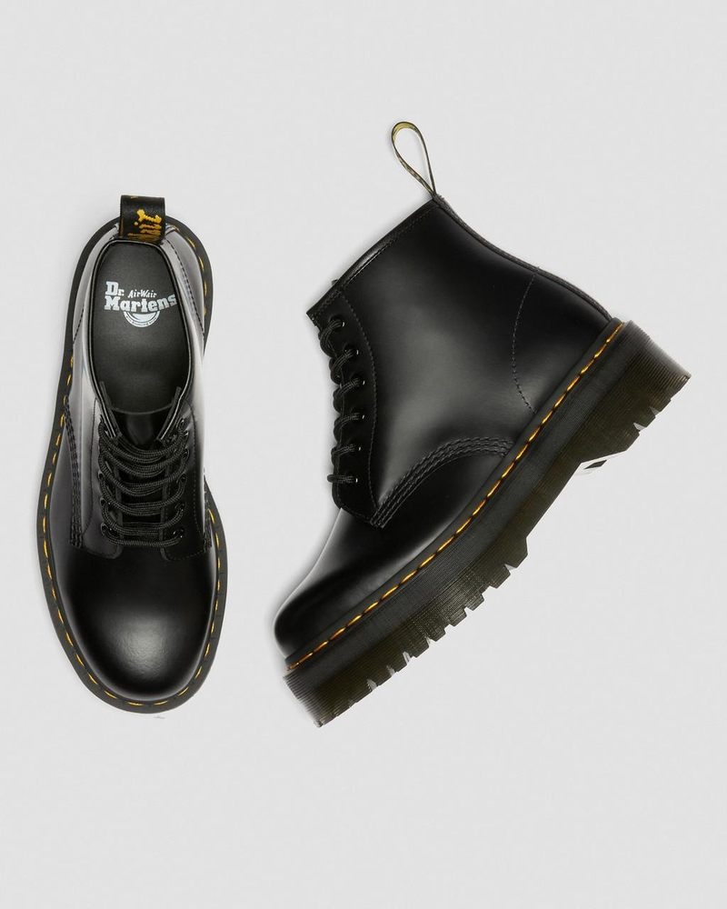 Black Dr Martens 101 Smooth Leather Platform Ankle Boots (Smooth Leather) Boots | BG79-T6HE