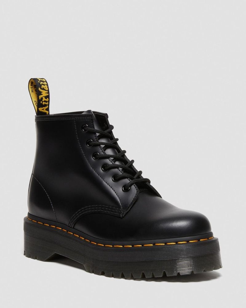 Black Dr Martens 101 Smooth Leather Platform Ankle Boots (Smooth Leather) Boots | BG79-T6HE