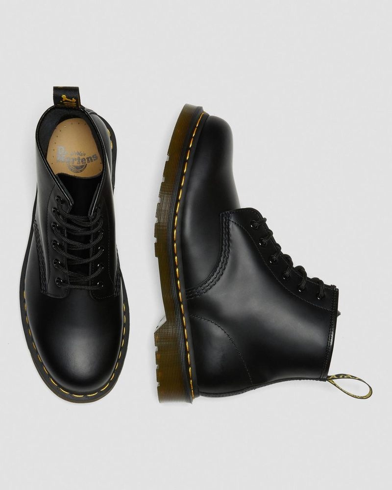 Black Dr Martens 101 Yellow Stitch Smooth Leather Ankle Boots (Smooth Leather) Boots | DG00-O9LW