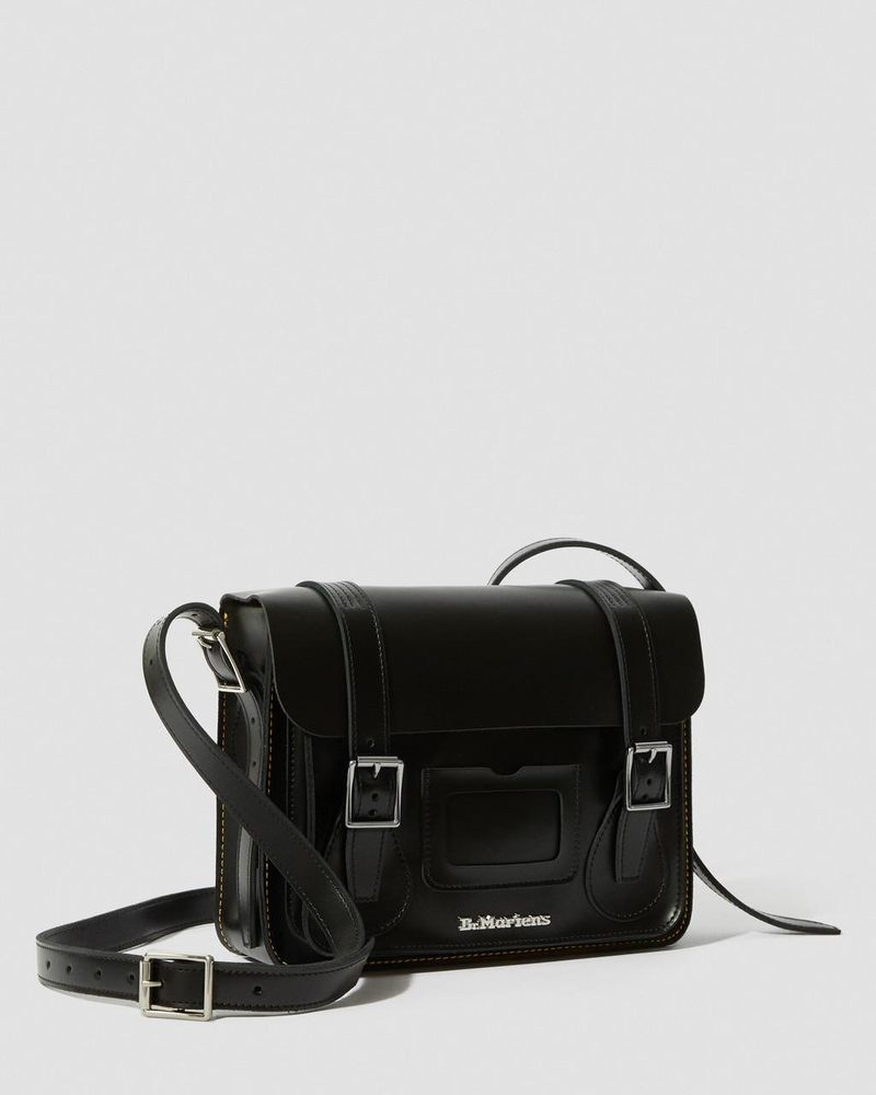 Black Dr Martens 11 inch Leather Messenger Bag (Kiev & Smooth) Bags & Backpacks | XQ89-D9ZB