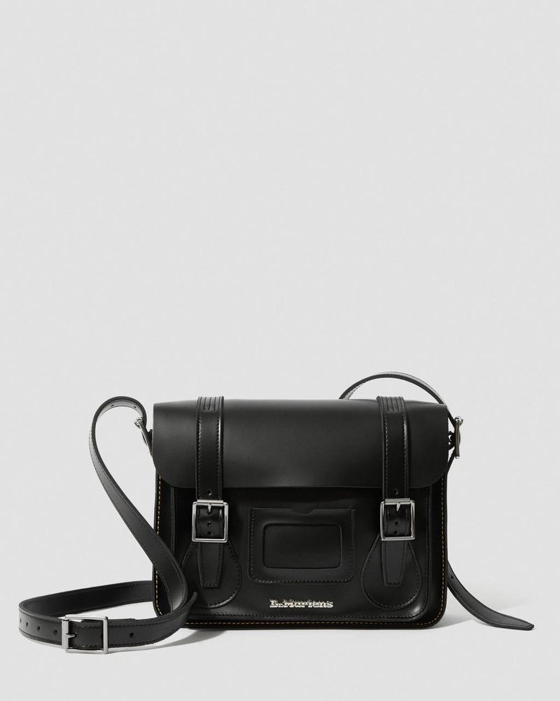 Black Dr Martens 11 inch Leather Messenger Bag (Kiev & Smooth) Bags & Backpacks | XQ89-D9ZB