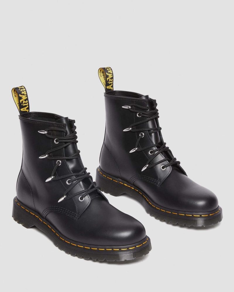 Black Dr Martens 1460 Alien Hardware Leather Lace Up Boots (Danuibo) Boots | BA70-Y2EI